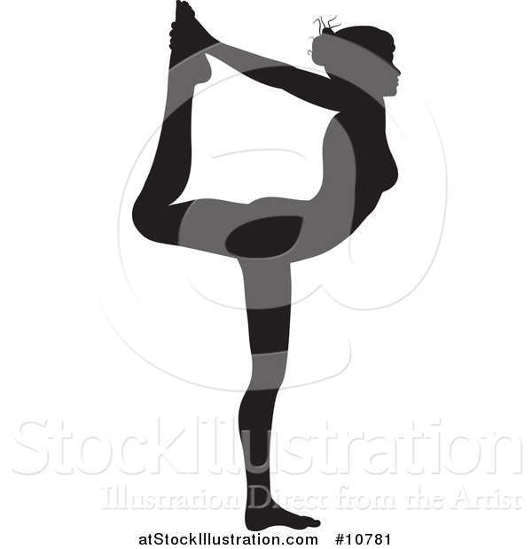 Vector Illustration of a Black Silhouetted Woman in a Yoga Pose