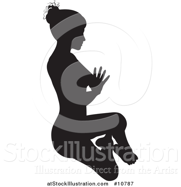 Vector Illustration of a Black Silhouetted Woman in a Yoga Pose