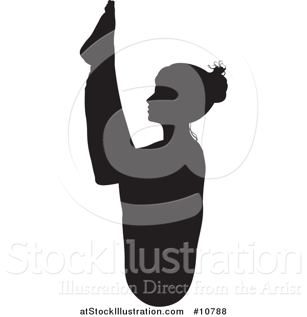 Vector Illustration of a Black Silhouetted Woman in a Yoga Pose