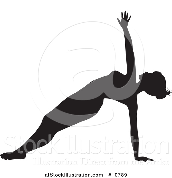 Vector Illustration of a Black Silhouetted Woman in a Yoga Pose