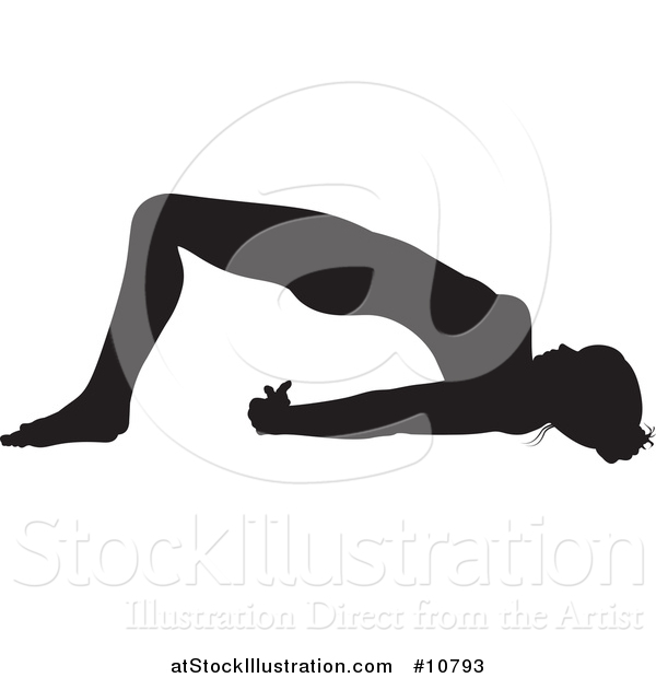 Vector Illustration of a Black Silhouetted Woman in a Yoga Pose