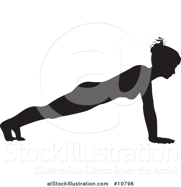 Vector Illustration of a Black Silhouetted Woman in a Yoga Pose