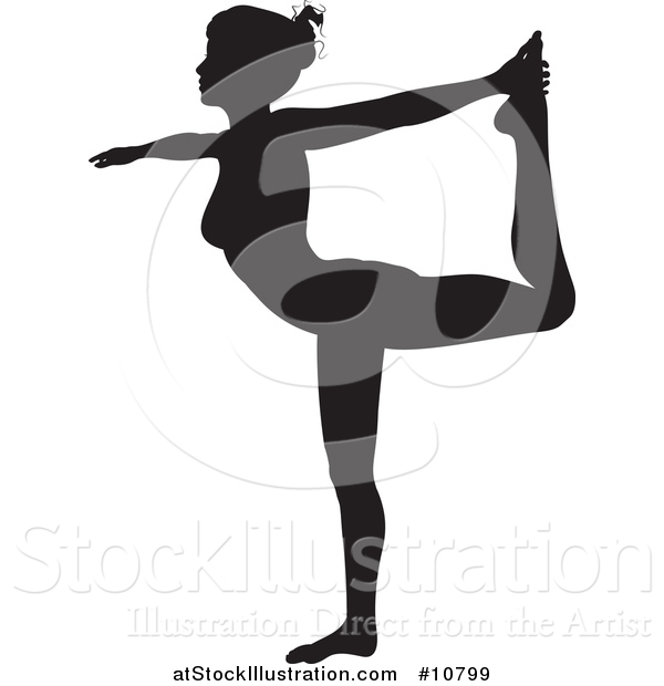 Vector Illustration of a Black Silhouetted Woman in a Yoga Pose