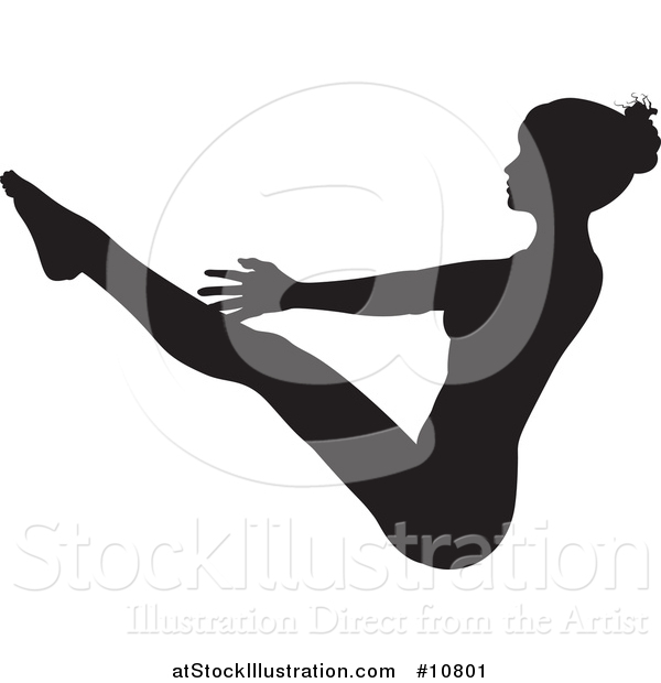 Vector Illustration of a Black Silhouetted Woman in a Yoga Pose