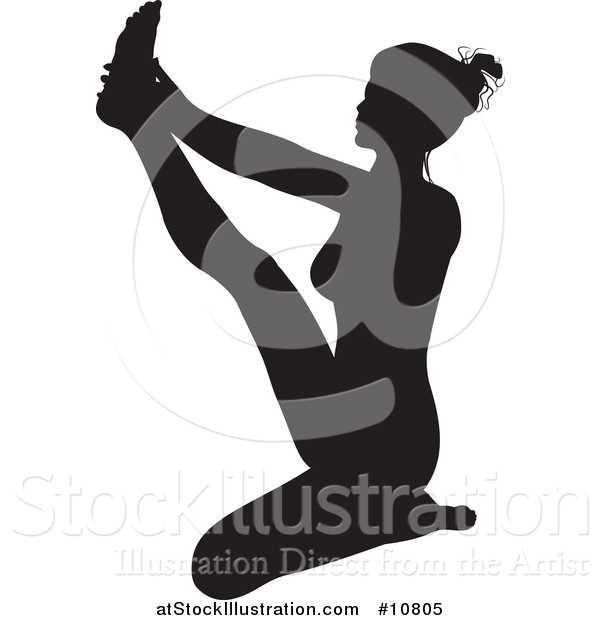 Vector Illustration of a Black Silhouetted Woman in a Yoga Pose