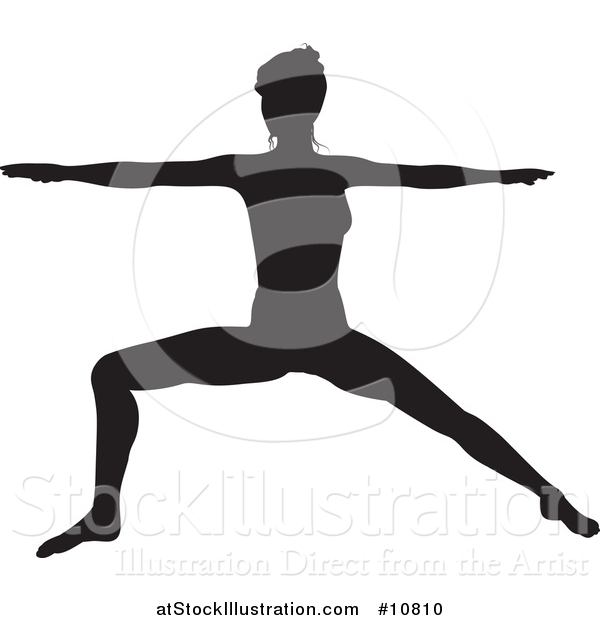 Vector Illustration of a Black Silhouetted Woman in a Yoga Pose