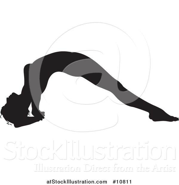 Vector Illustration of a Black Silhouetted Woman in a Yoga Pose