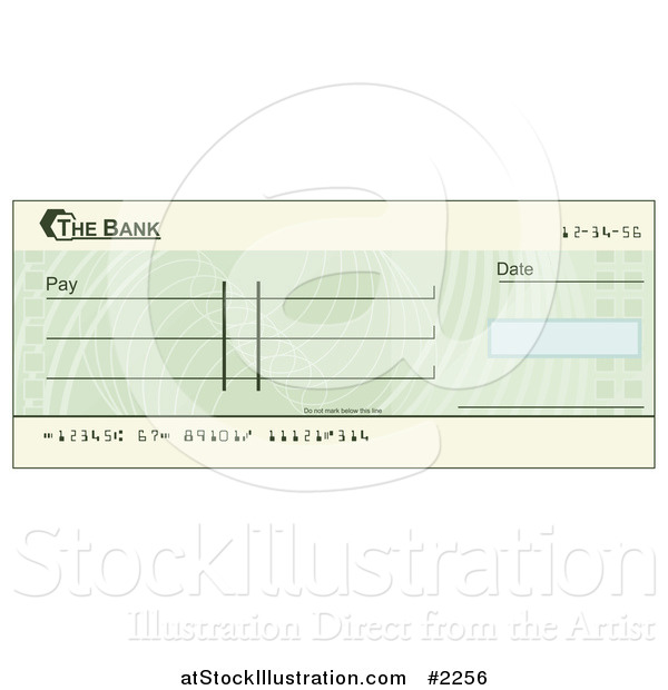 Vector Illustration of a Blank Green Blank Cheque