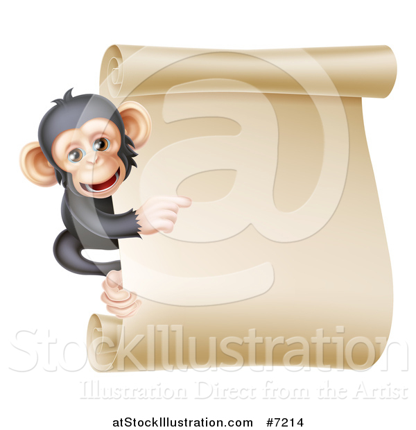 Vector Illustration of a Blank Parchment Scroll and Pointing