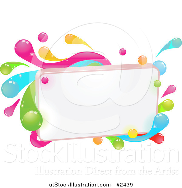 Vector Illustration of a Blank Sign with Colorful Splashes