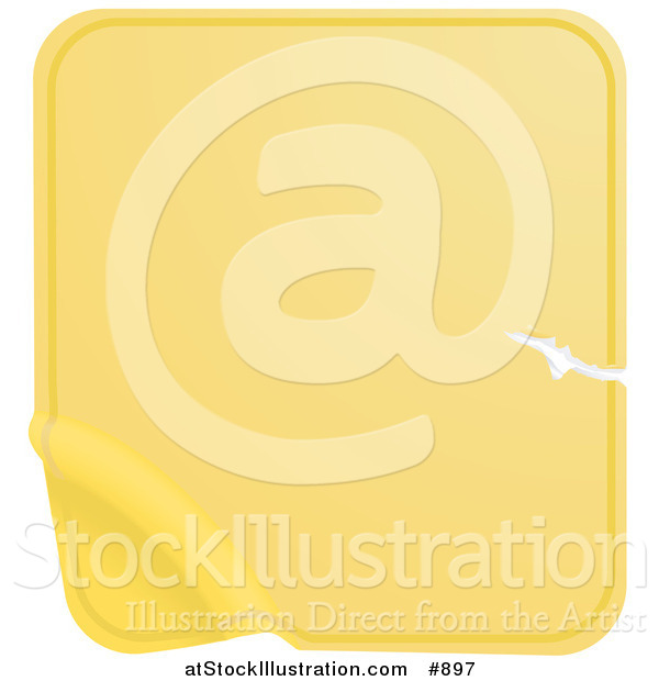 Vector Illustration of a Blank Yellow Label Sticker with a Scratch, Peeling from the Bottom Corner