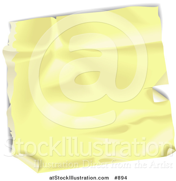Vector Illustration of a Blank Yellow Wrinkled and Peeling Label Sticker