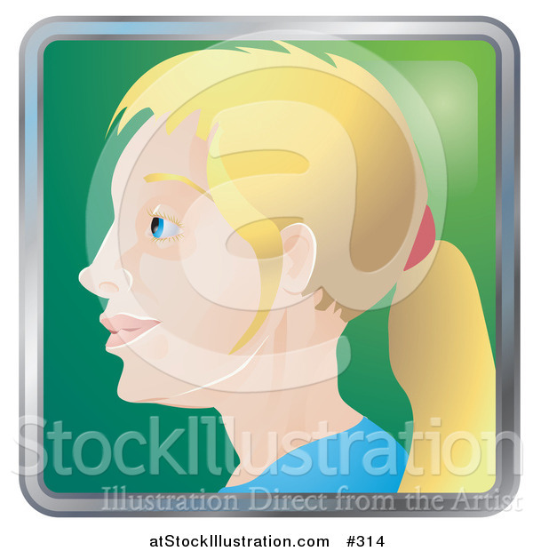 Vector Illustration of a Blond Woman with Her Hair in a Pony Tail