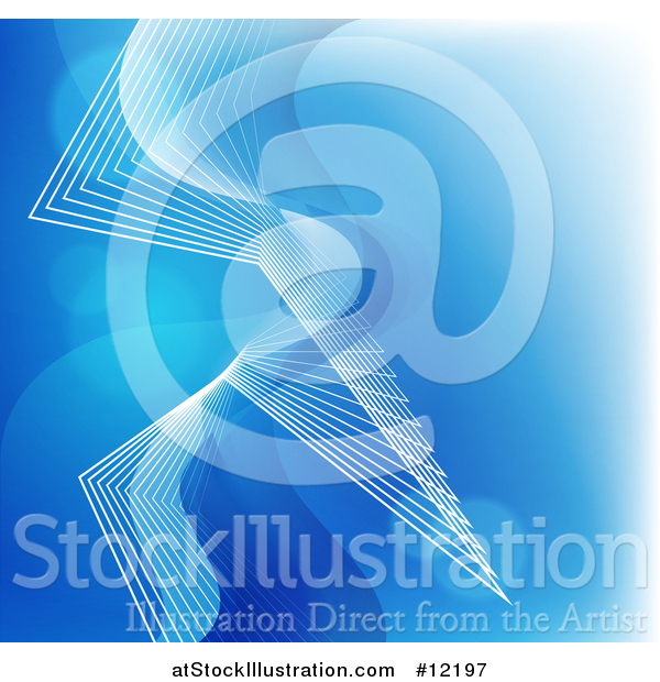 Vector Illustration of a Blue Abstract Background with Waves and Flares