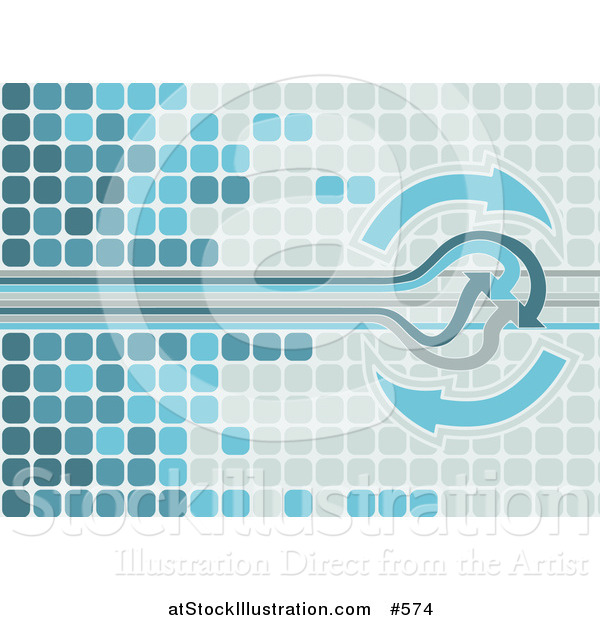 Vector Illustration of a Blue Background of Tiles and Arrows