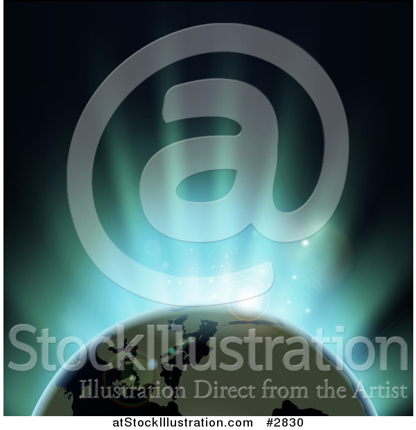 Vector Illustration of a Blue Eclipse Lighting and Earth