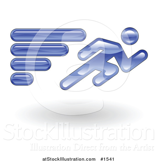 Vector Illustration of a Blue Figure Running past