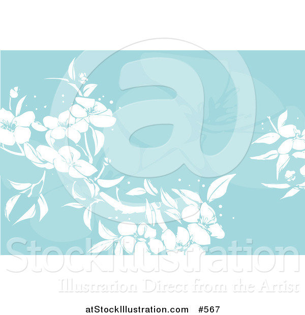 Vector Illustration of a Blue Floral Background