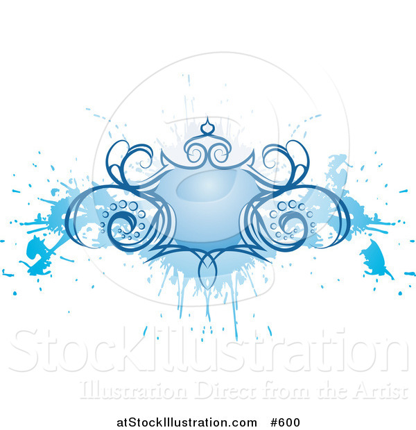 Vector Illustration of a Blue Grunge Shield Design Element