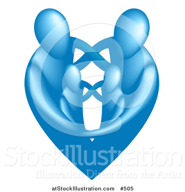 Vector Illustration of a Blue Heart Family