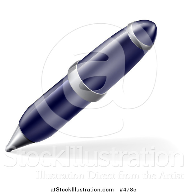 Vector Illustration of a Blue Ink Pen and Shadow