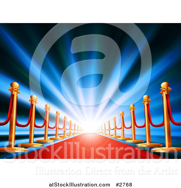 Vector Illustration of a Blue Light Shining over a Red Carpet