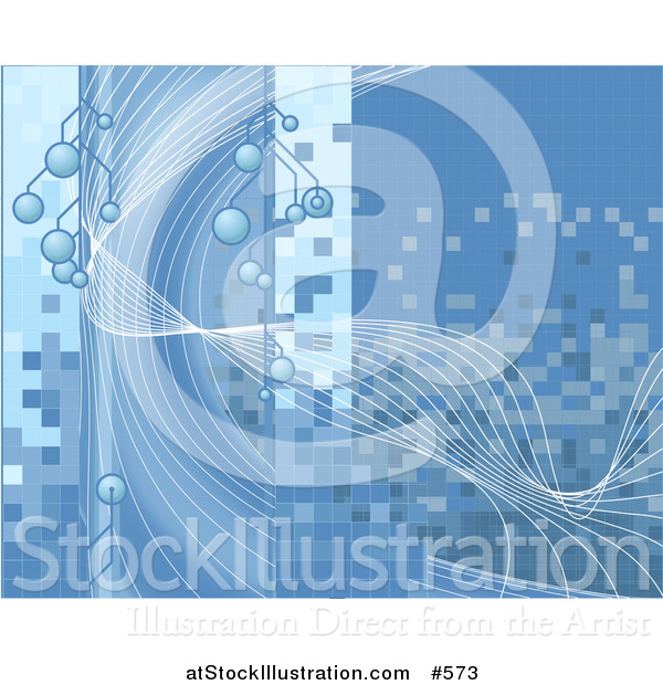 Vector Illustration of a Blue Lines, Tiles and Bubblesbackground