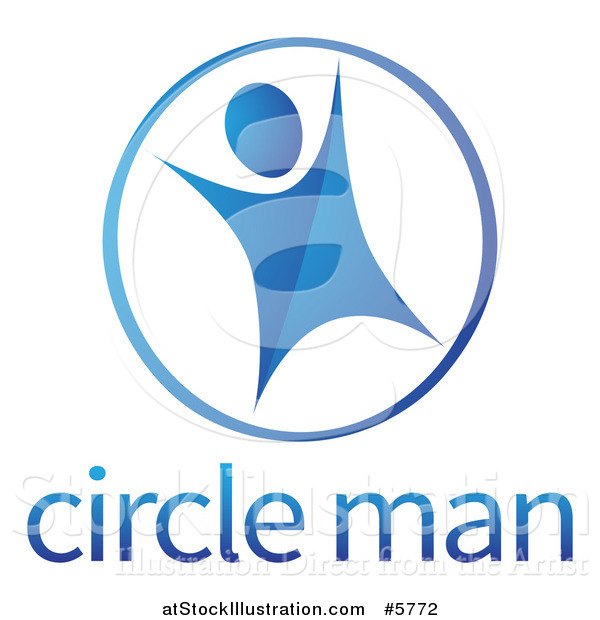Vector Illustration of a Blue Man in a Ring or Cyr Wheel Logo with Text