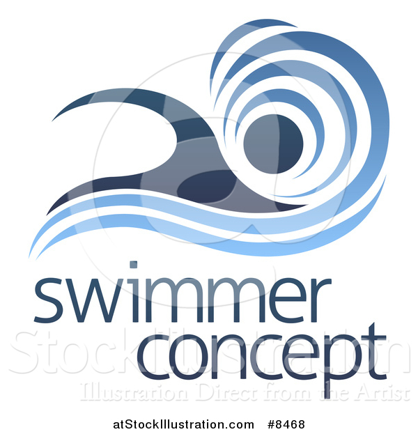 Vector Illustration of a Blue Swimmer Design with a Wave and Sample Text