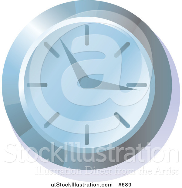 Vector Illustration of a Blue Wall Clock