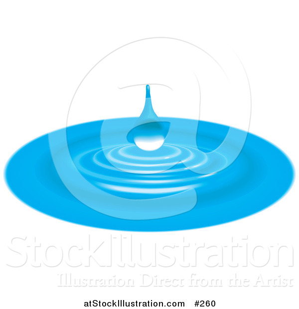 Vector Illustration of a Blue Waterdrop and Ripples