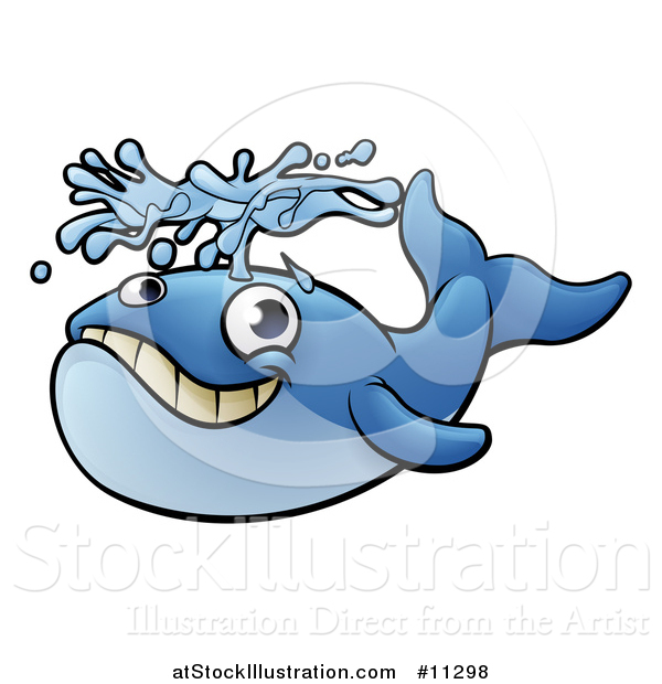 Vector Illustration of a Blue Whale Spouting Water