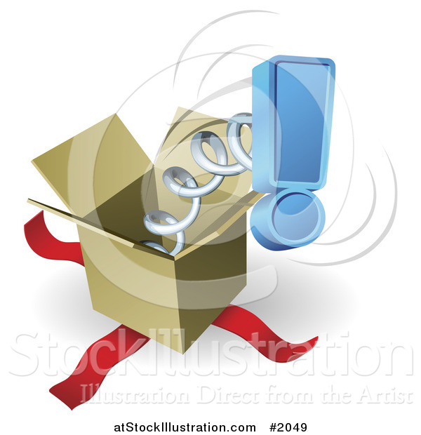 Vector Illustration of a Box with a Springy Exclamation Point