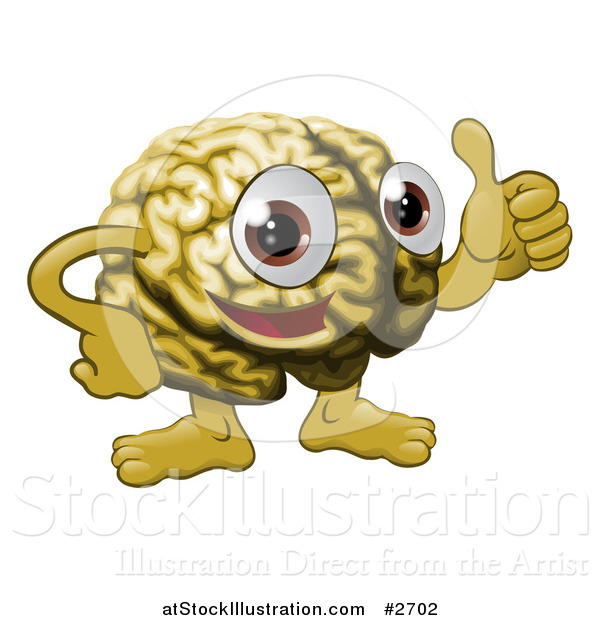 Vector Illustration of a Brain Guy Holding a Thumb up