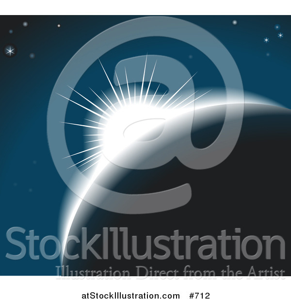 Vector Illustration of a Bright Light Emerging from Behind a Planet in Outer Space