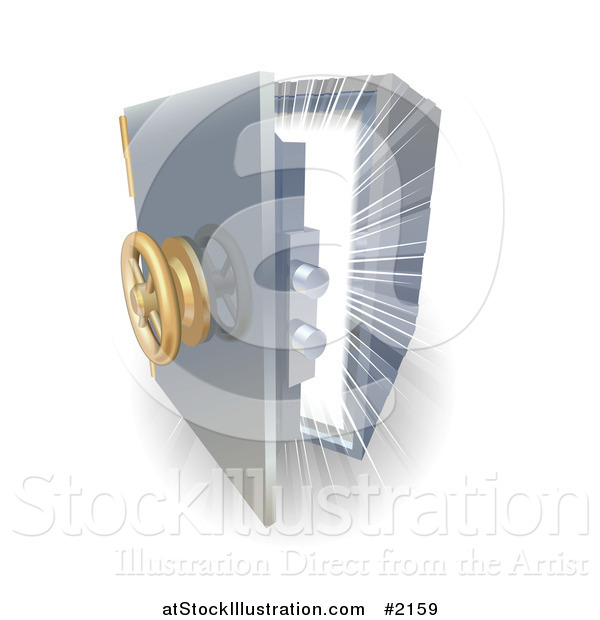 Vector Illustration of a Bright Light Shining from Inside a 3d Safe