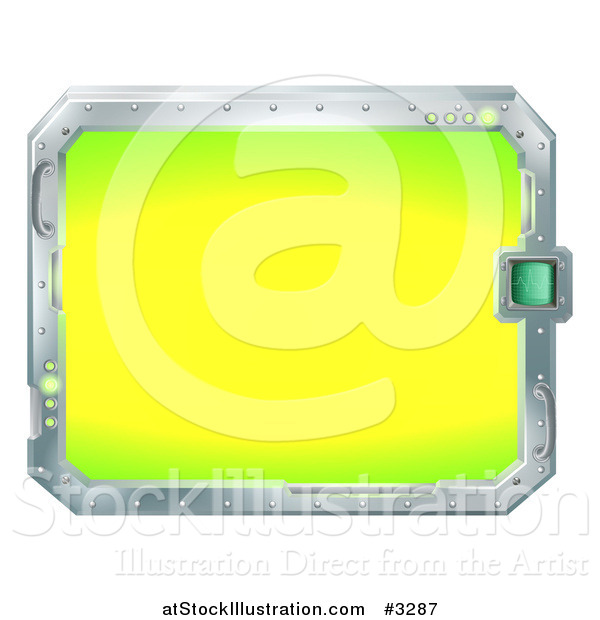 Vector Illustration of a Bright Metal Rimmed Futuristic Screen or Sign