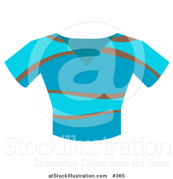 Vector Illustration of a Brown and Blue V Neck Tshirt