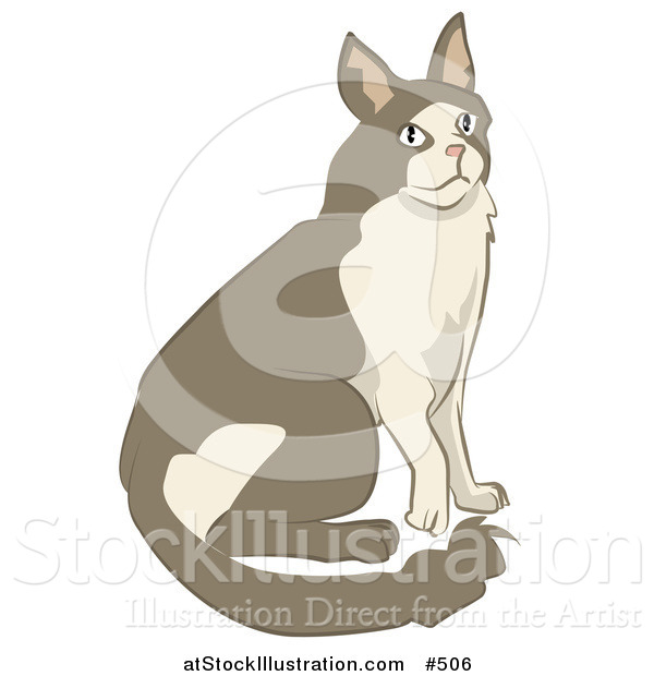 Vector Illustration of a Brown and Tan Cat