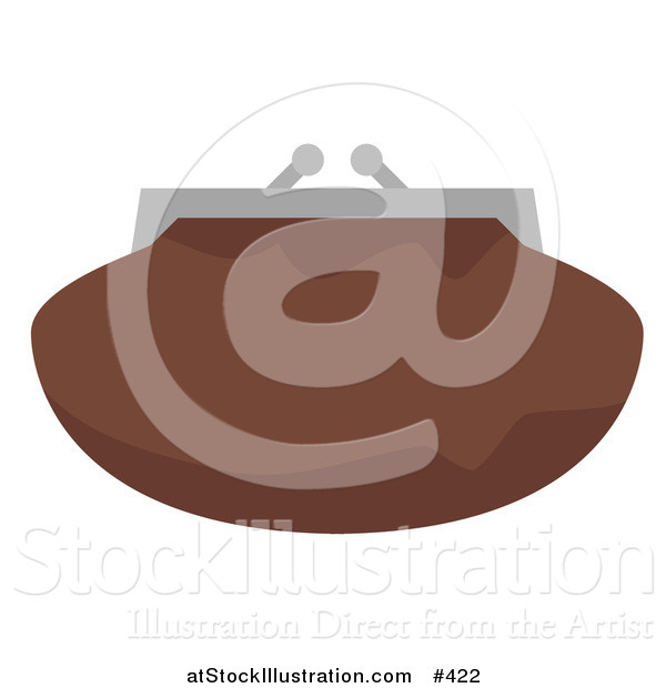 Vector Illustration of a Brown Clutch Bag Purse with a Snap Close