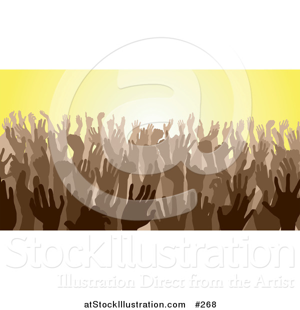 Vector Illustration of a Brown Group of Silhouetted Hands in a Crowd