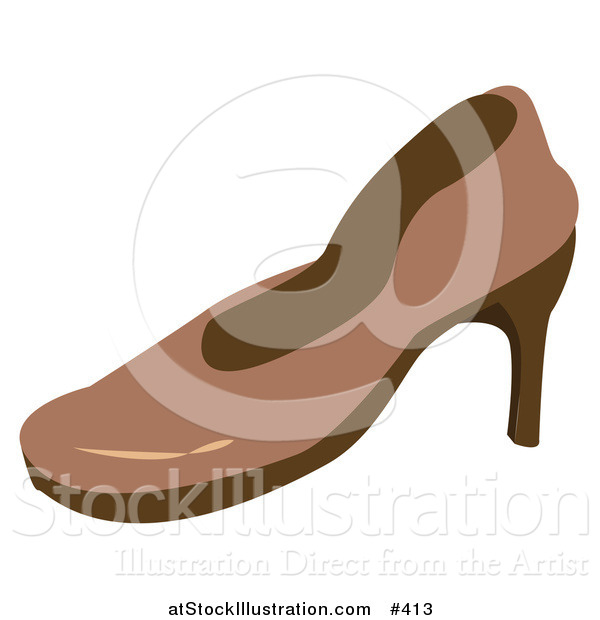 Vector Illustration of a Brown High Heel Shoe