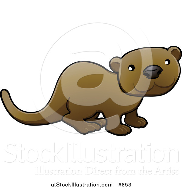 Vector Illustration of a Brown Otter or Weasel