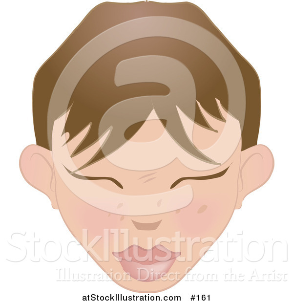 Vector Illustration of a Brunette White Woman's Face with Bangs and Closed Eyes