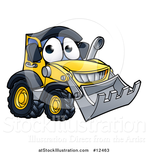 Vector Illustration of a Bulldozer Digger Mascot Character