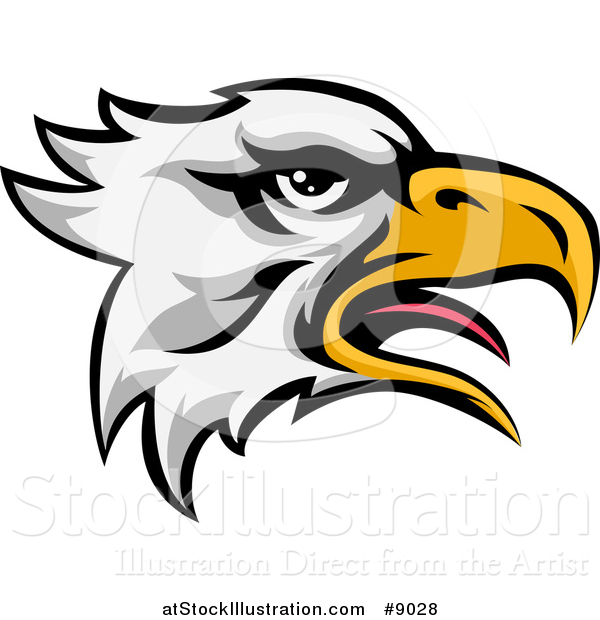 Vector Illustration of a Cartoon Bald Eagle Head