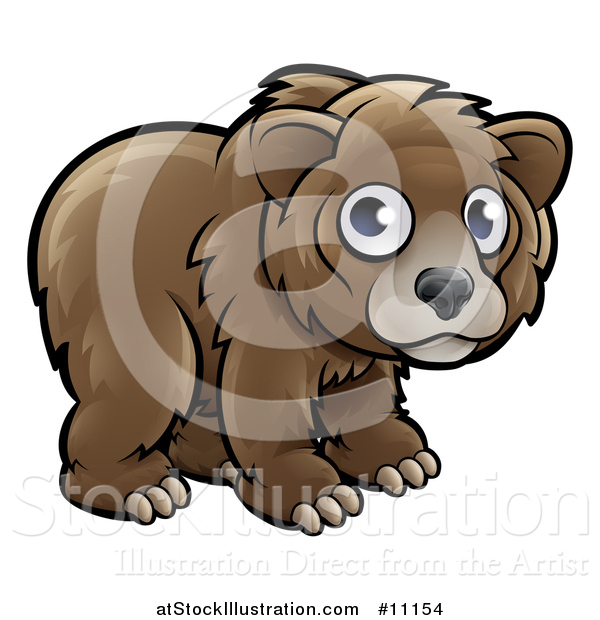 Vector Illustration of a Cartoon Bear Cub