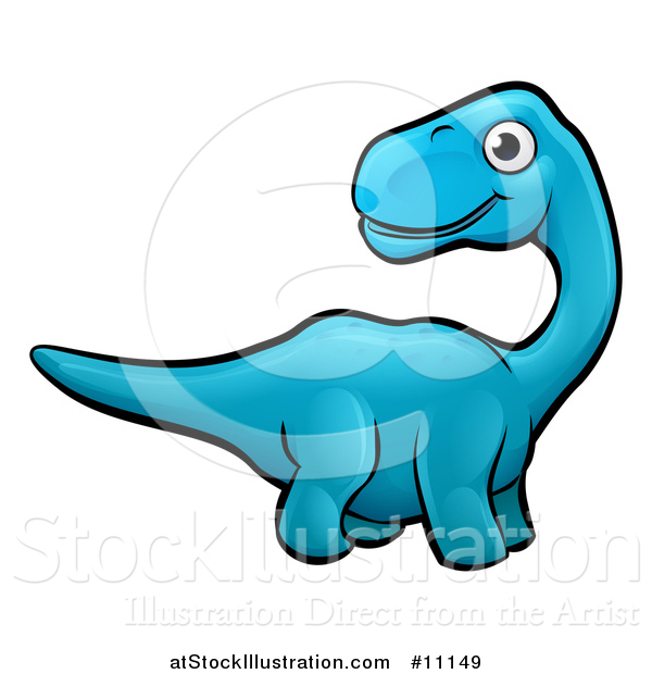 Vector Illustration of a Cartoon Blue Apatosaurus Dino