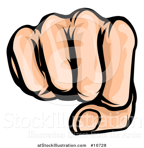 Vector Illustration of a Cartoon Caucasian Fist Punching