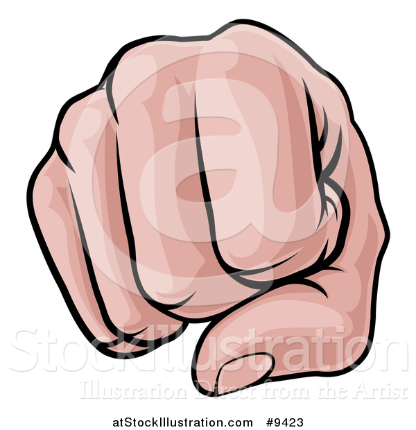 Vector Illustration of a Cartoon Caucasian Fist Punching